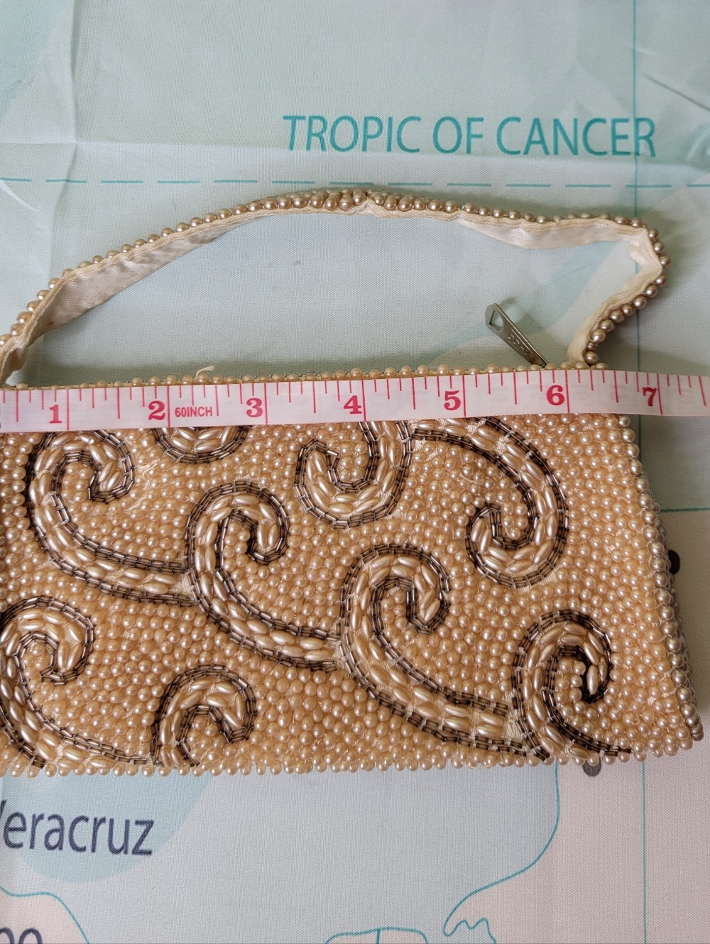 Vintage Beaded Pearl Swirl Evening Clutch - Cream - Picture 5 of 7